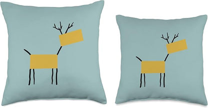 Cute Scandinavian Animals Designs Chic Deer Moose Scandinavian Elk Minimalism Reindeer Throw Pillow, 16x16, Multicolor