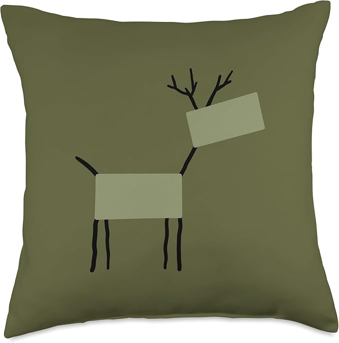 Cute Scandinavian Animals Designs Chic Deer Moose Scandinavian Elk Minimalism Reindeer Throw Pillow, 18x18, Multicolor