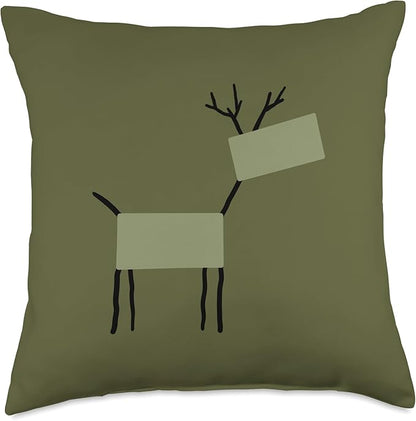 Cute Scandinavian Animals Designs Chic Deer Moose Scandinavian Elk Minimalism Reindeer Throw Pillow, 18x18, Multicolor