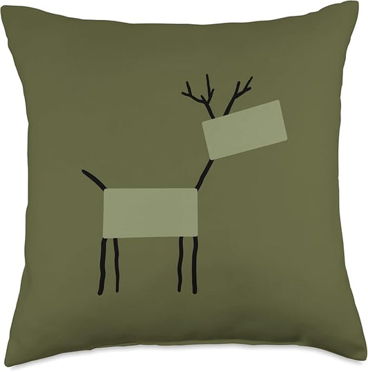 Cute Scandinavian Animals Designs Chic Deer Moose Scandinavian Elk Minimalism Reindeer Throw Pillow, 18x18, Multicolor