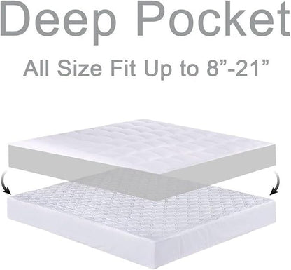 Mattress Topper Queen for Back Pain, Extra Thick Mattress Pad Cover, Plush Pillow Top, Deep Elastic Pocket, Grey, 60"X80"+20"