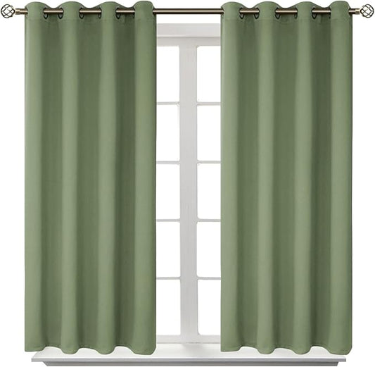 BGment Room Darkening Curtains 54 Inches Long - Grommet Thermal Insulated Drapes Window Treatment Curtains for Bedroom, 2 Panels, 52 x 54 Inch, Grass Green