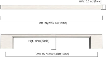 Asidrama 10 Pack 6.3 Inch(160mm) Brushed Satin Nickel Kitchen Cabinet Handles, Cabinet Pulls Kitchen Cabinet Hardware for Cupboard Drawer Pulls