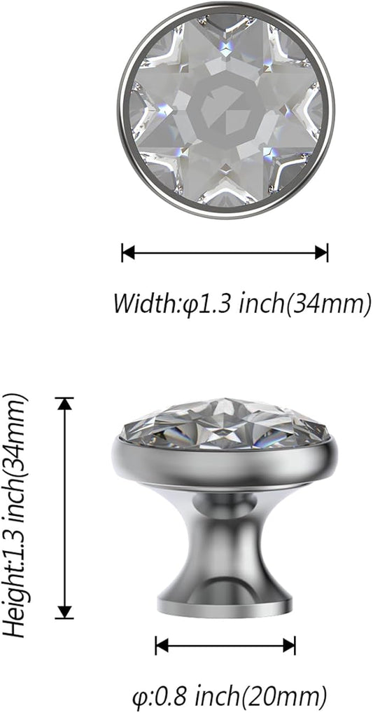 Asidrama 10 Pack Polished Chrome Kitchen Cabinet Knobs Clear Crystal Dresser Knobs Drawer Knobs Cabinet Hardware Zinc Knobs for Dresser Drawers