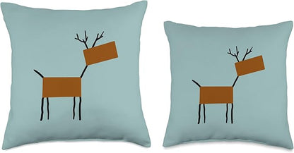 Cute Scandinavian Animals Designs Chic Deer Moose Scandinavian Elk Minimalism Reindeer Throw Pillow, 16x16, Multicolor
