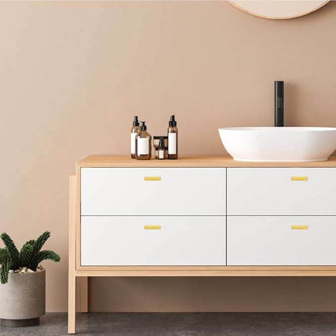 3 Pack Brushed Brass Cabinet Knobs - Kitchen Cabinet Knobs Gold Cabinet Pulls for Kitchen Cabinet Drawer Stainless Steel Dresser Knobs for Cabinet Hardware 2in Length Single Hole Square