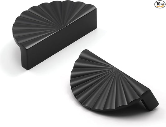 10 Pack Black Cabinet Pulls 3" Hole Center Cup Flat Matte Black Drawer Pulls Kitchen Cupboard Bathroom Dresser Cabinet Hardware Handles Zinc Alloy