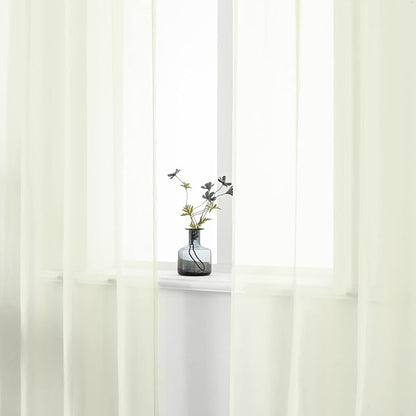 DUALIFE Cream Beige Sheer Curtains for Bedroom 84 inch Length 2 Panel Set Light Filtering Semi Sheer Farmhouse Style Living Room Curtains 52X84 Inches 2 Panels Ivory