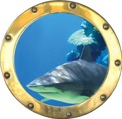 Ambiance-Live Wall Sticker Optical Illusion Shark 60 x 60 cm