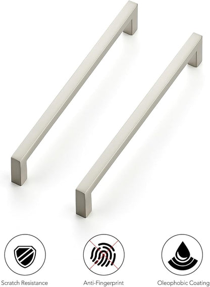 Ravinte 15 Pack Solid 6-1/4 Inch Center to Center Slim Square Bar Drawer Handles Cabinet Hardware - Brushed Nickel Kitchen Pulls
