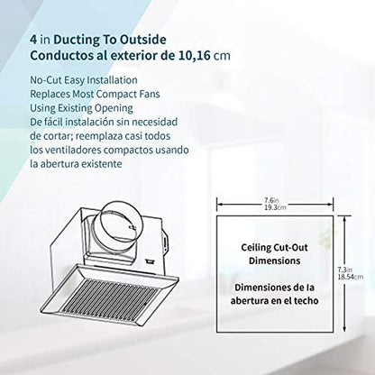 Tech Drive Very-Quiet 80 CFM, 1.5 Sone No Attic access Needed Installation Bathroom Ventilation and Exhaust Fan