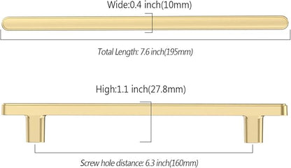 10 Pack 6.3 Inch(160mm) Kitchen Cabinet Handles Brushed Gold Cabinet Pulls Kitchen Cabinet Hardware Drawer Pulls for Cupboard Wardrobe
