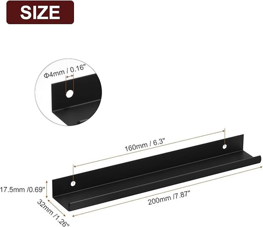 uxcell Cabinet Finger Edge Pull, 8pcs 200mm / 7.87" Aluminum Alloy Back Mount Hidden Cabinet Pulls Concealed Handle for Home Kitchen Drawer Cabinet, Black