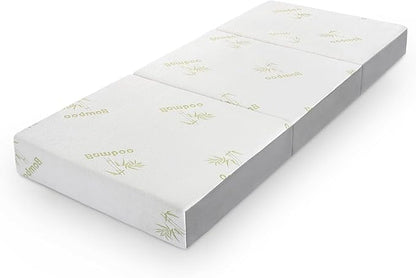Inofia 6 Inch Tri Folding Mattress, Trifold Memory Foam Single Mattress with Ultra Soft Breathable Removable Cover, Foldable & Portable Single Size Bed (75" x 25" x 6")