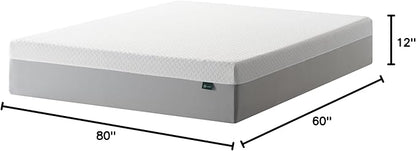 ZINUS 12 Inch Green Tea Essential Memory Foam Mattress [New Version], Queen, Fiberglass Free, Medium Feel, Breathable Airflow Memory Foam, Certified Safe Foams & Fabric, Mattress in A Box
