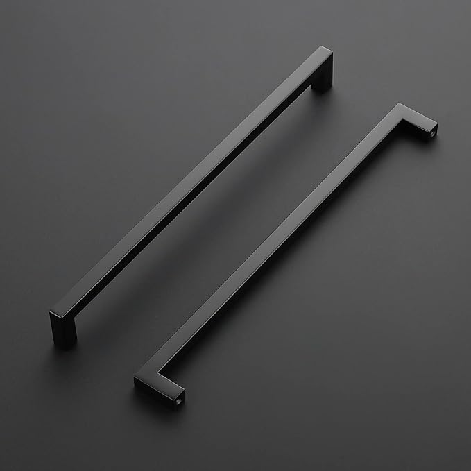 Ravinte 3 Pack Black Cabinet Pulls 11-1/3 Inch Square Kitchen Cabinet Handles Matte Black Kitchen Hardware for Drawer Pulls Drawer Handles Come with Screwdriver