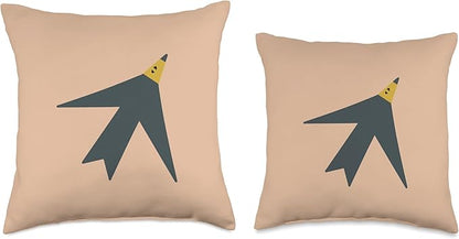 Cute Scandinavian Animals Designs Chic Scandinavian Bird Minimalism Throw Pillow, 16x16, Multicolor