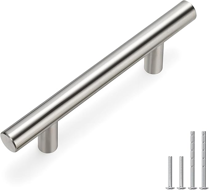 homdiy 400 Pack 3in Cabinet Pulls Brushed Nickel Stainless Steel Kitchen Cupboard Handles 5" Length, 3" Hole Center