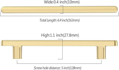 10 Pack 5 Inch(128mm) Kitchen Cabinet Handles Brushed Gold Cabinet Pulls Kitchen Cabinet Hardware Drawer Pulls for Cupboard Wardrobe