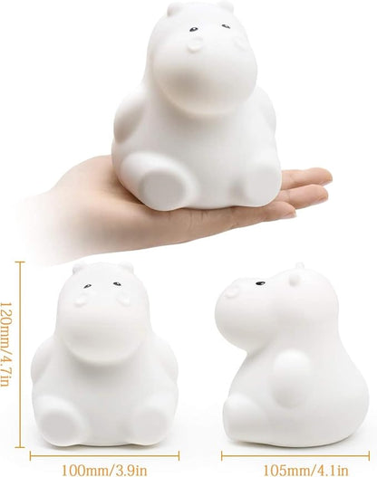 Night Light, Kids Bedside Lamp, Baby Nursery Lamp for Breastfeeding Safe, Break Resistant, Eye Caring, Adjustable Brightness & Color, Timing Function, Remote Control + Touch Control - Hippo