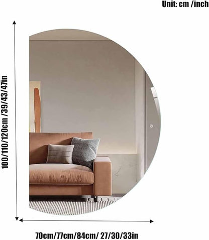 47" Half Moon LED Bathroom Mirror,Frameless Backlit Wall Mirror, Anti-Fog Smart Vanity Mirror,3 Colors Lights Dimmable Brightness and Time,Touch Switch(Left Semicircle,47 * 33in)