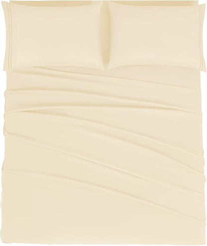 Mejoroom Full Size Sheet Set - Soft Microfiber Bed Sheets - Deep Pocket Fitted Sheet, Breathable, Soft, Wrinkle & Fade Resistant - 4 Piece (Full, Taupe)