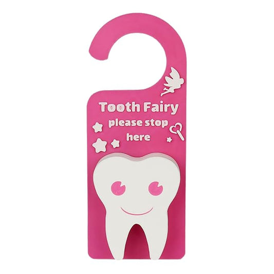 Tooth Fairy Tooth Holder Box Tooth Fairy Door Hanger with Money Box Keepsake Tooth Fairy Box Encourage Gifts for Lost Teeth Boy Girl Milk Teeth (Hot Pink)