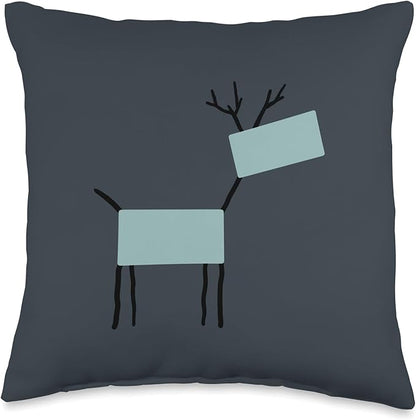 Cute Scandinavian Animals Designs Chic Deer Moose Scandinavian Elk Minimalism Reindeer Throw Pillow, 16x16, Multicolor