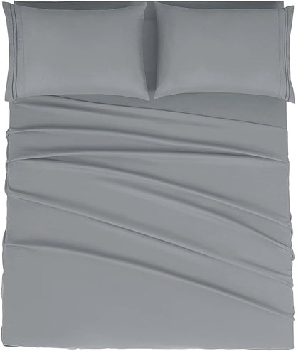 Mejoroom Full Size Sheets - 1800TC Luxury Full Sheets with 16 Inch Deep Pocket - Premium Bedding Collection - Soft, Breathable, Wrinkle, Fade & Stain Resistant - 4 Piece (Full, Gray)