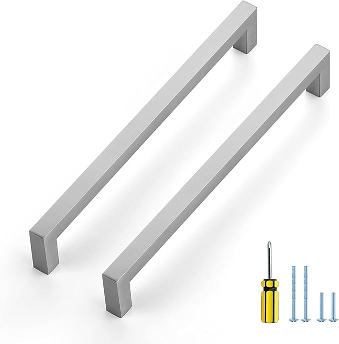 Ravinte 20 Pack Brushed Nickel Kitchen Cabinet Handles 8-4/5 Inch Cabinet Pulls Square Kitchen Hardware for Cabinet Drawer Pulls Drawer Handles Come with Screwdriver