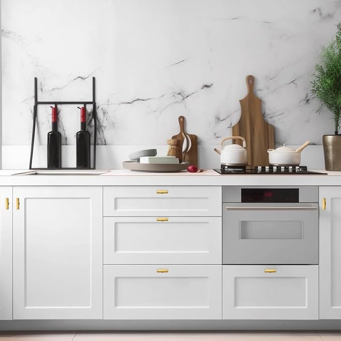 1 Pack Gold Cabinet Knobs - Curved Cabinet Pulls Brushed Brass Knobs for Kitchen Cabinet Drawer Solid Dresser Knobs for Cabinet Hardware 1-3/4in Length Single Hole