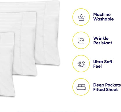Full Size Bed Sheets - 6 Piece 1500 Supreme Collection Fine Brushed Microfiber Deep Pocket Full Sheet Set Bedding - 2 Extra Pillow Cases, Great Value, Full, Dobby White