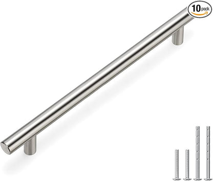 homdiy 10 Pack Brushed Nickel Cabinet Hardware Cabinet Pulls - HD201SN Cupboard Handles Modern Cabinet Door Handles 7-1/2inch Hole Center Modern T-Bar Pulls