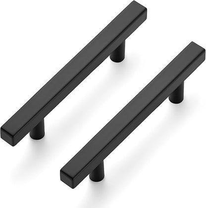 Ravinte Black Cabinet Handles 5 Pack 3-3/4 inch Matte Black Square Cabinet Pulls Kitchen Hardware 6 inch Overall Length Kitchen Drawer Pulls