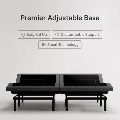 Nectar Split King Adjustable Base & 12” Mattress (New Version) - Head & Foot Incline - Medium Firm Memory Foam - Cooling Top Layer - 3 Massage Settings - 365-Night Mattress Trial & Forever Warranty