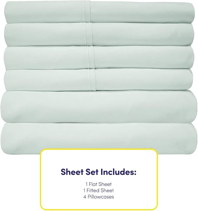 Cal King Size Bed Sheets - 6 Piece 1500 Supreme Collection Fine Brushed Microfiber Deep Pocket California King Sheet Set Bedding - 2 Extra Pillow Cases, Great Value, California King, Mint