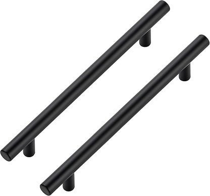 JOY DECOR 45 Pack Cabinet Handles, Black Cabinet Pulls, 6-1/4 in Hole Center Kitchen Hardware, Stainless Steel T Bar Handles for Dresser Drawers
