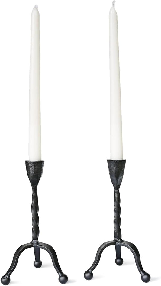 Black Taper Candle Holder Set of 2,Vintage Candle Sticks Holder Decor,Wrought Iron Candle Holder for Table Centerpiece,Halloween,Wedding,Christmas