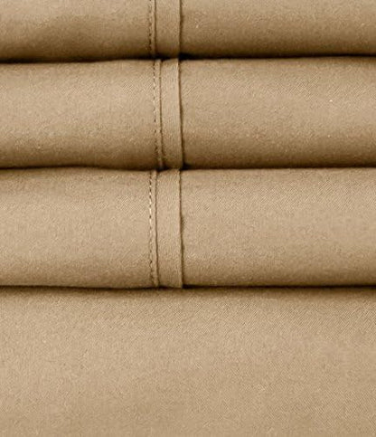 Twin XL Size Bed Sheets - 4 Piece 1500 Supreme Collection Fine Brushed Microfiber Deep Pocket Twin X-Large Sheet Set Bedding - 1 EXTRA PILLOW CASES, GREAT VALUE, Twin XL, Taupe
