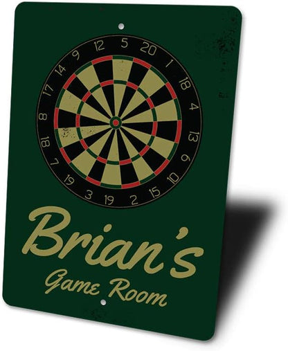 Brian's Game Room Personalized Name Aluminum Metal Sign for Man Cave Wall Decor Entertainment Space Hanging Plaque with Pre-Drilled Holes 10x14 Inch