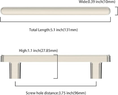 10 Pack 3.75 Inch(96mm) Kitchen Cabinet Handles Brushed Satin Nickel Cabinet Pulls Kitchen Cabinet Hardware Drawer Pulls for Cupboard Wardrobe