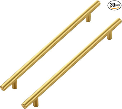 JOY DECOR 30 Pack Cabinet Handles, Gold Cabinet Pulls, 8-3/4 in Hole Center Kitchen Cabinet Handles, Stainless Steel T Bar Handles for Dresser Drawers