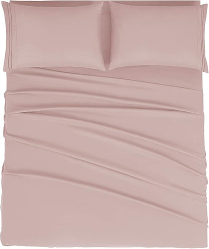 Mejoroom California King Size Sheet Set - Soft Microfiber Bed Sheets,Deep Pocket Fitted Sheet, Breathable, Wrinkle & Fade Resistant - 4 Piece (California King,Dusty Pink)