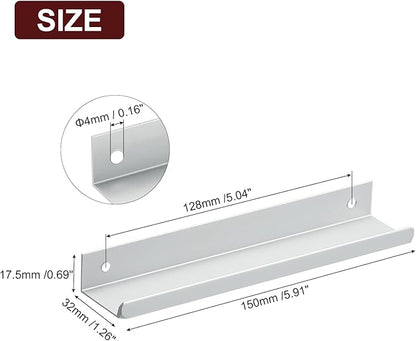 uxcell Cabinet Finger Edge Pull, 5pcs 150mm / 5.91" Aluminum Alloy Back Mount Hidden Cabinet Pulls Concealed Handle for Home Kitchen Drawer Cabinet, Silver