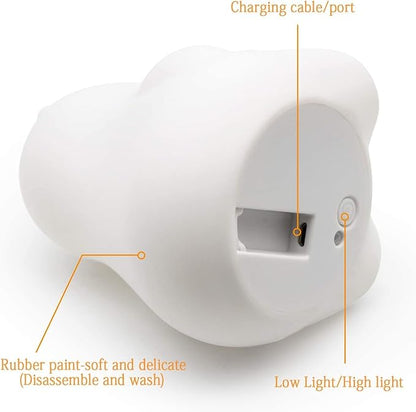 Night Light, Kids Bedside Lamp, Baby Nursery Lamp for Breastfeeding Safe, Break Resistant, Eye Caring, Adjustable Brightness & Color, Timing Function, Remote Control + Touch Control - Hippo