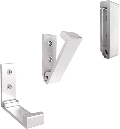 Folding Coat Hooks, 5Pcs Wall Hooks for Hanging Coat Towel Hooks Hardware Heavy Duty Aluminum Alloy Headphone Holder Hooks No Rust Wall Mounted with Screws for Hat, Bags, Fitness Equipment (Silvery)