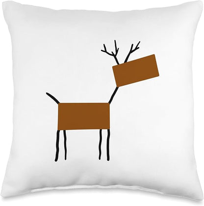 Cute Scandinavian Animals Designs Chic Deer Moose Scandinavian Elk Minimalism Reindeer Throw Pillow, 16x16, Multicolor