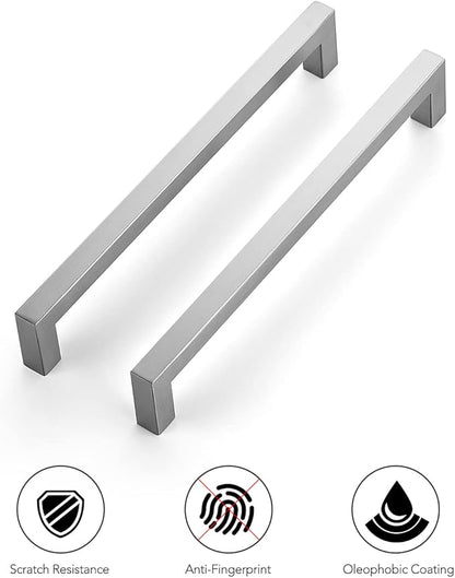Ravinte 20 Pack 8 Inch Square Cabinet Handles - Satin Nickel & Brushed Nickel Drawer Pulls - Kitchen Cabinet Hardware