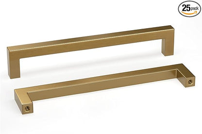 goldenwarm 25 Pack Champagne Bronze Cabinet Pulls Bronze Cabinet Pulls 7-1/2in Champagne Drawer Handles Brushed Gold Drawer Handles Square Kitchen Dresser Hardware for Dresser Bedroom