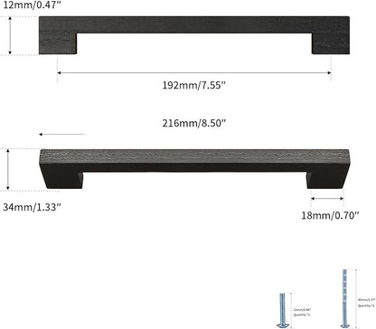 Black Square 7-1/2in 2 pcs Wooden Drawer Pulls Handle pulls for cabinets Kitchen Cabinet Drawer pulls Cabinet Door Pull